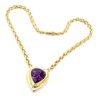 Tiffany & Co. Paloma Picasso 18k Gold Large Amethyst Pendant Necklace For Sale