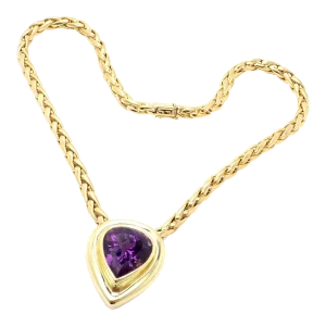 Tiffany & Co. Paloma Picasso 18k Gold Large Amethyst Pendant Necklace