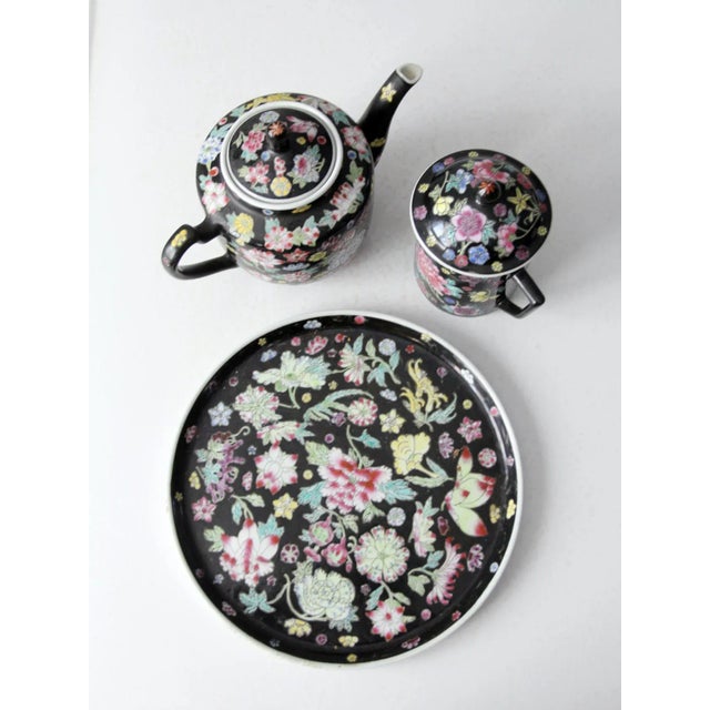 Vintage Chinese Black Porcelain Tea Set For Sale - Image 9 of 13