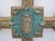 Mexican Mexican Turquoise Wood Folk Art Milagros Lady of Guadalupe Metal Charms Cross For Sale - Image 3 of 9