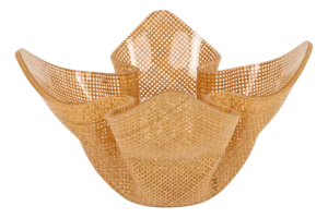 Mid-Century Acrylic Glass and Wicker Vase Centerpiece in the style of Christian Dior, Italy, 1970s