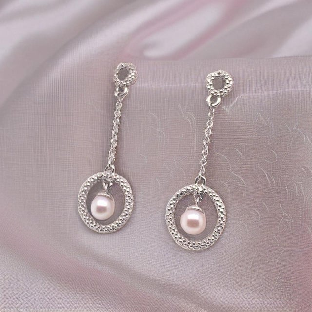White Akoya Pearl Earrings 14 Karat White Gold Certified For Sale - Image 8 of 16