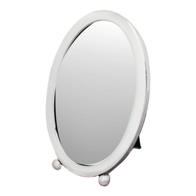 1920s Sterling Silver Art Deco Vanity Mirror For Sale