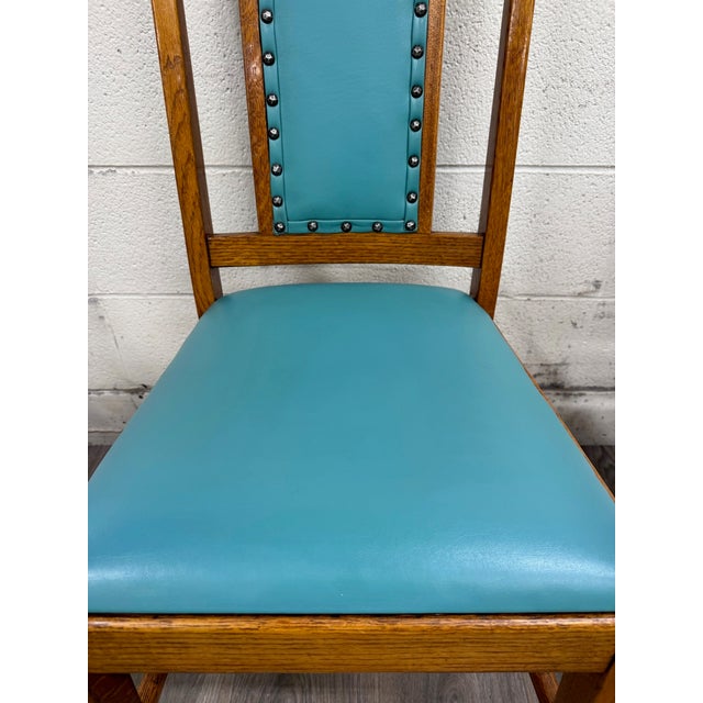 Wood Vintage Mission Arts & Crafts Oak Dining Chairs - Set of 5 For Sale - Image 7 of 10
