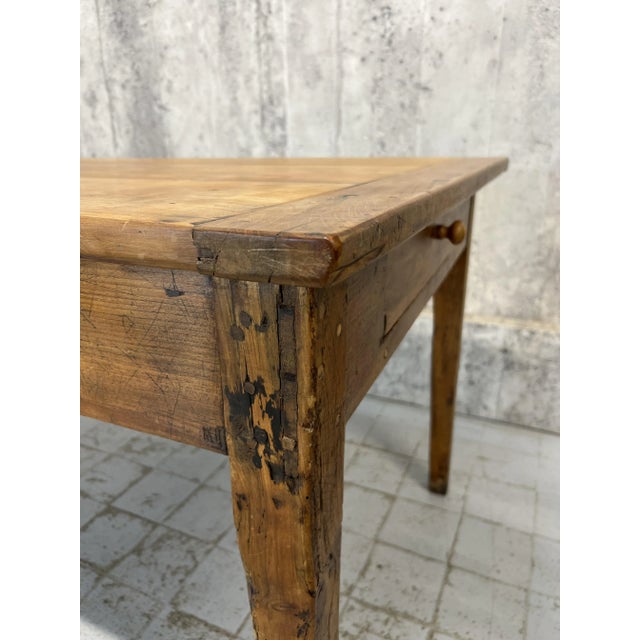 Kitchen Dining Table or Desk with 3 Drawers and Tapered Legs, 1890s For Sale - Image 9 of 17