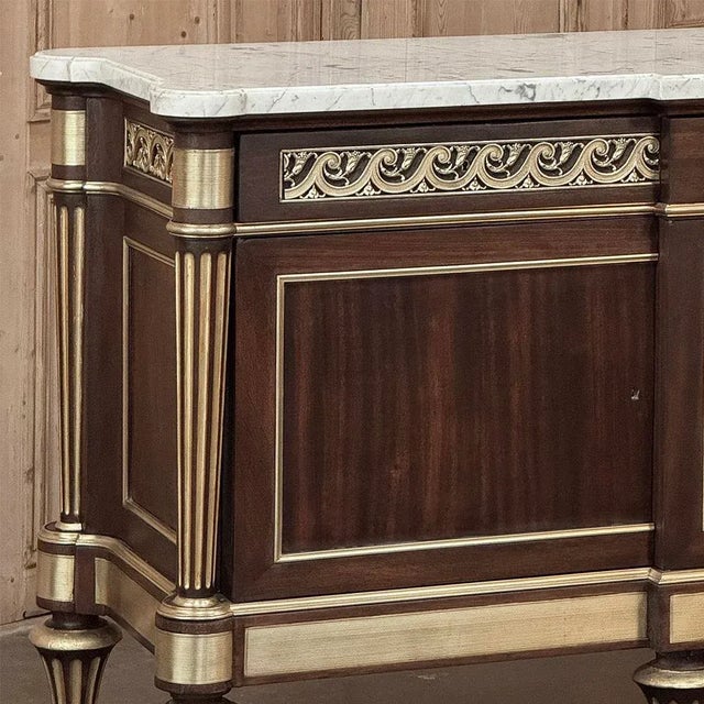 Grand Antique French Louis XVI Mahogany Marble Top Buffet a l'Etrusque For Sale - Image 4 of 18