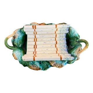 Antique Majolica Asparagus Serving Dish For Sale