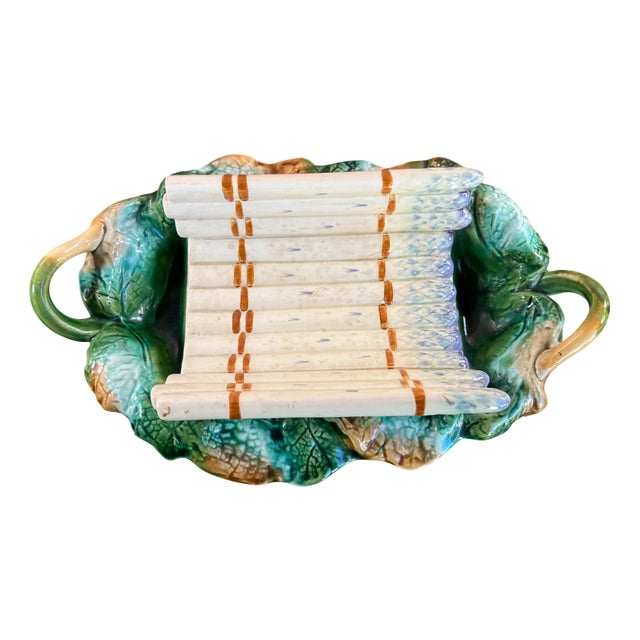Antique Majolica Asparagus Serving Dish For Sale