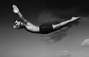 Ian Sanderson, Diver, Black and White Photographic Fine Art Print, 2002