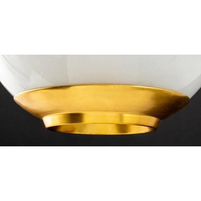 Transparent Modern Gilt Metal and Frosted Glass Ceiling Light For Sale - Image 8 of 11