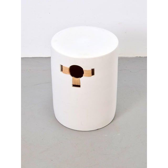 Modern Round White Ceramic Stool For Sale - Image 3 of 4