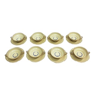 1930s Rosenthal German Cream Soup Bowls and Saucers- Set of 8 For Sale