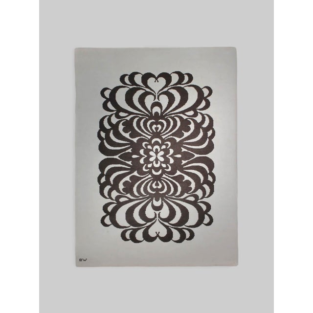 Textile Mid-Century Graphic Double-Sided Wool Rug by Berit Woelfer, 1960 For Sale - Image 7 of 7