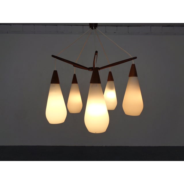 Danish Teak and Glass Spider Ceiling Lamp, Denmark, 1960s For Sale - Image 12 of 17