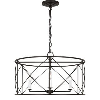 Chapman & Myers by Visual Comfort Studio Beatrix 4-Light Large Lantern Pendant in Aged Iron For Sale