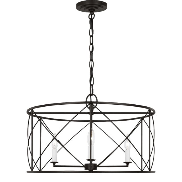 Chapman & Myers by Visual Comfort Studio Beatrix 4-Light Large Lantern Pendant in Aged Iron For Sale
