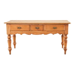 19th Century Country English Pine Farmhouse Work Table Console For Sale