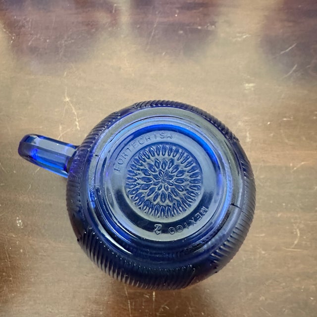 Royal Blue Vintage Forte Crisa Cobalt Blue Glass Mugs, Set of 6 For Sale - Image 8 of 8