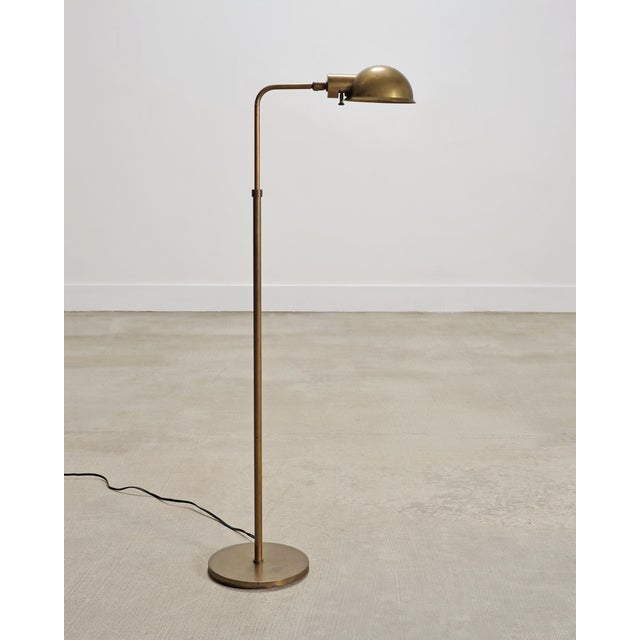 Late 20th Century Art Deco Style Patinated Brass Adjustable Pharmacy Floor Lamp For Sale - Image 5 of 15