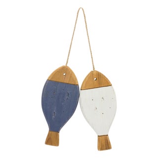 Fir Wood Fish Ornament (Set of 2) For Sale