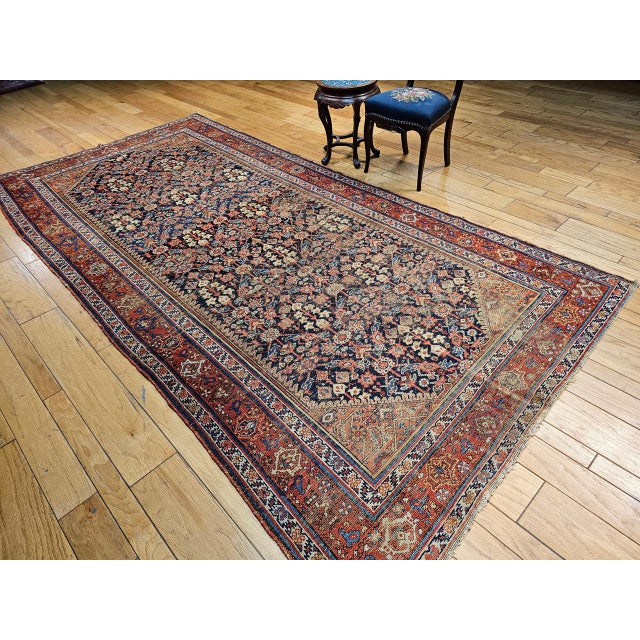 Antique Persian Malayer Gallery Rug, Hand-Knotted Wool, Geometric Pattern, 6x12, Navy & Red For Sale - Image 14 of 14
