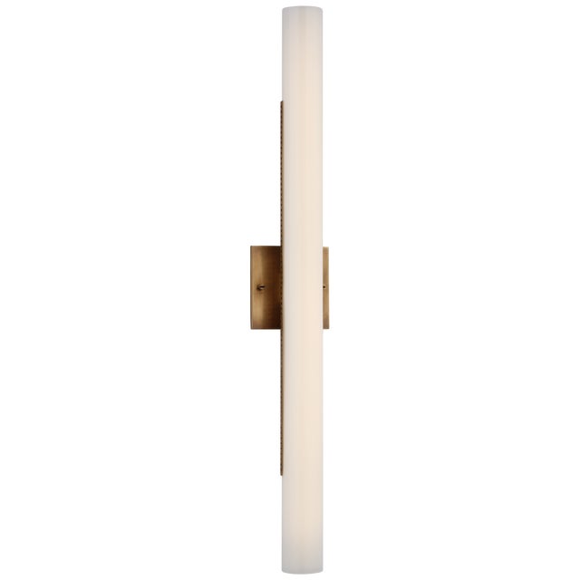 Precision 28" Bath Light in Antique-Burnished Brass with White Glass Designer: Kelly Wearstler Height: 28" Extension:...