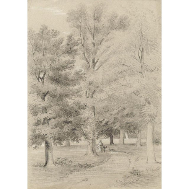 Alexander Monro, The Entrance to the House at Albury, Surrey, 1836, Chalk Drawing For Sale - Image 4 of 4
