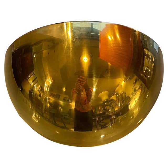 Gold Crescent-Shaped Brass Wall Lamp, 1980s For Sale - Image 8 of 8