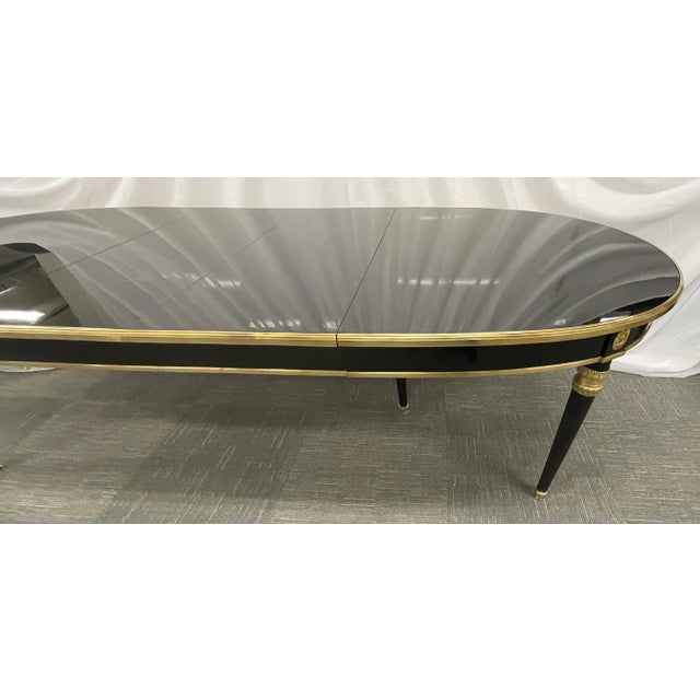Maison Jansen Ebony Dining Table, Louis XVI Style, Two Insertable Leaves For Sale - Image 9 of 13