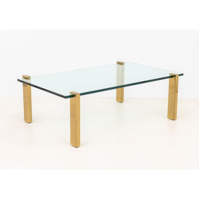 Metal Peter Ghyczy Style Brass and Glass Coffee Table For Sale - Image 7 of 8