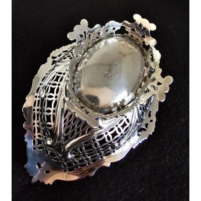 Antique Victorian Sterling Silver Navette Bon Bon Dish, 1889 For Sale - Image 15 of 18