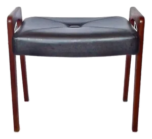 Vintage Mid-Century Modern Ponti Style Leather Ottoman