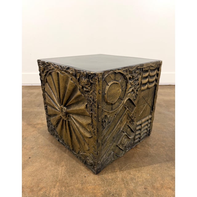 Adrian Pearsall Adrian Pearsall Brutalist Cube Side Table, Resin & Wood, 1970s Design For Sale - Image 4 of 9