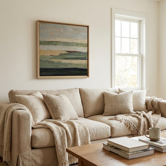 Paint Terres De Lumière, Contemporary Abstract Landscape, Framed by Sophie Dumont For Sale - Image 7 of 8