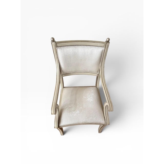 Custom Made Neoclassical Arm Chairs With Silver Gilding (A Pair) For Sale - Image 9 of 14