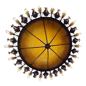 Antique Large Art Deco Style 18 Light Slag Amber Glass Chandelier Circa 1923