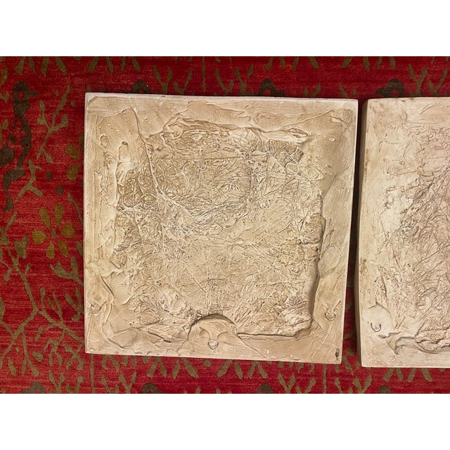 Eggshell Vintage Plaster Botanical Bas Relief Wall Panels – Organic Modern | Set of 3 For Sale - Image 8 of 11