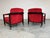Wood Milo Baughman Style Directional Deep Red Velvet & Ebony Mahogany Club Chairs For Sale - Image 7 of 11