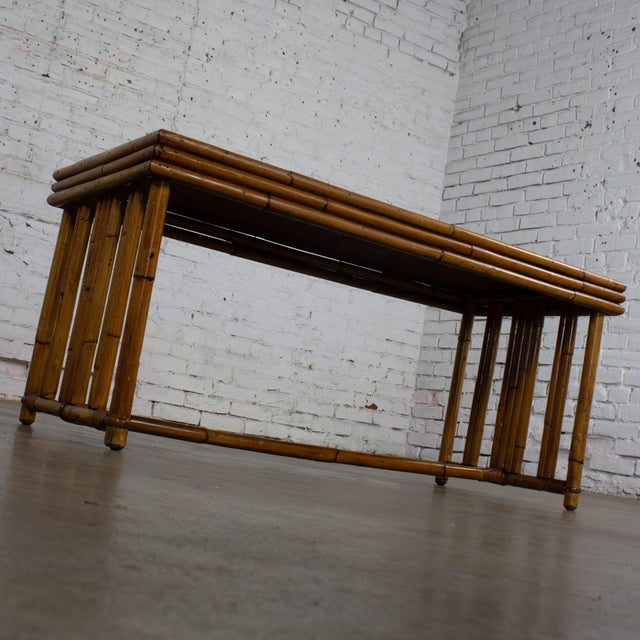 Early 20th Century Art Deco Coastal Style Coffee Table Rattan Frame and Black Laminate Top by Sons-Cunningham For Sale - Image 12 of 18
