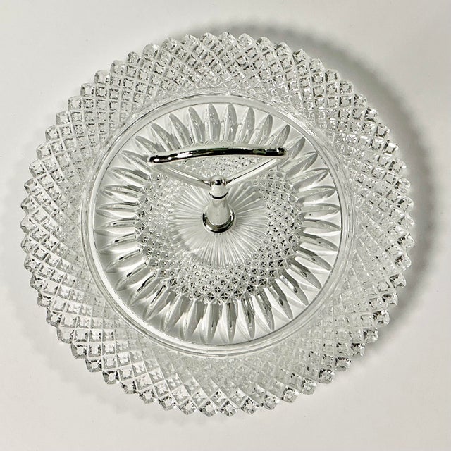 Mid 20th Century Hollywood Regency Boho Chic Glass Diamond Point Bon Bon Plate. For Sale - Image 6 of 8