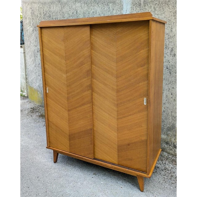 Mid-Century Modern Vintage Wardrobe with Sliding Doors, France, 1950 For Sale - Image 3 of 11