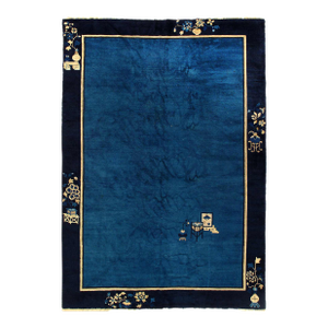 Navy Blue Antique Chinese Peking Rug 6'1"x 8'9"