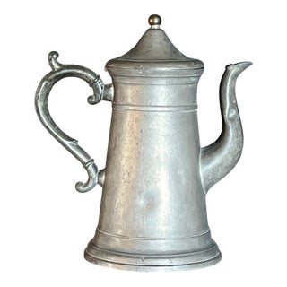 Antique j.b. Graves Troy Ny Pewter Lighthouse Coffee Pot, C. 1848, 12" Tall For Sale