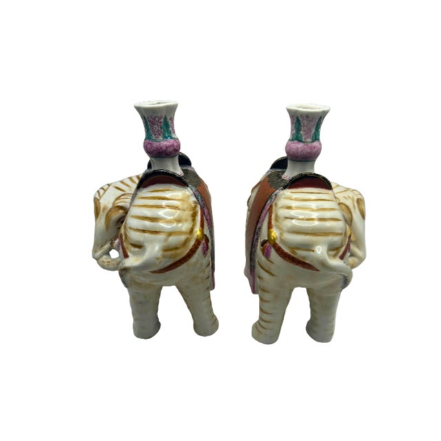 Chinoiserie Vintage Mottahedeh Elephant Candleholders, Pair For Sale - Image 3 of 4