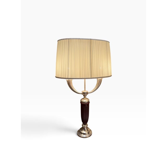Ruhlmann Style Art Deco Red & Silver Candelabra Form Table Lamp. This listing is for one table lamp, but we actually have...