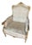 Late 20th Century Louis XV Style Bergère Chair Silk Damask Parcel Gilt For Sale