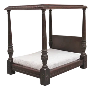 19th Century Mahogany Dog Four Poster Bed, 1890s