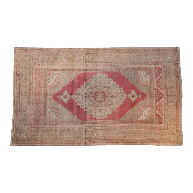 Vintage Distressed Oushak Carpet - 5'1" X 8'8" For Sale