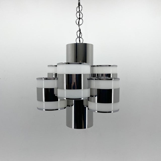Mid-Century Italian Chrome Chandelier, 1960's For Sale - Image 8 of 15