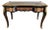 French Executive Desk With Gold Leaf Details, Three Drawers & Ornate Black Finish For Sale